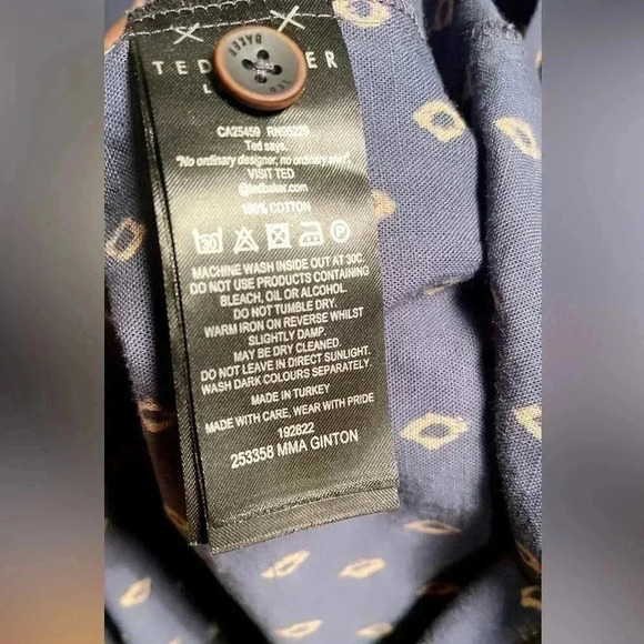 Ted Baker Men's Ginton  casual button down Diamond Gio Short Sleeve Navy Shirt 6 - Picture 5 of 5